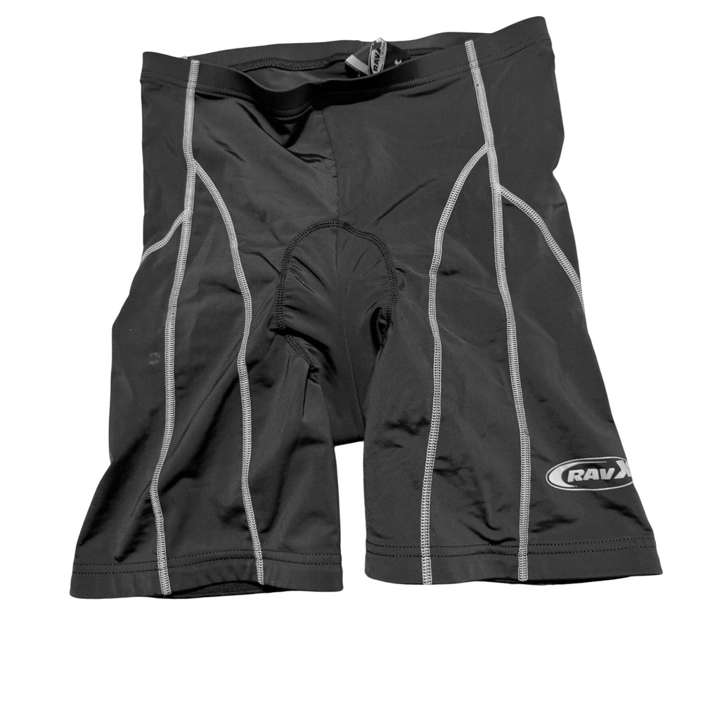 RavX Cycling Shorts Mens L Black Padded Biker Compression Athletic Performance